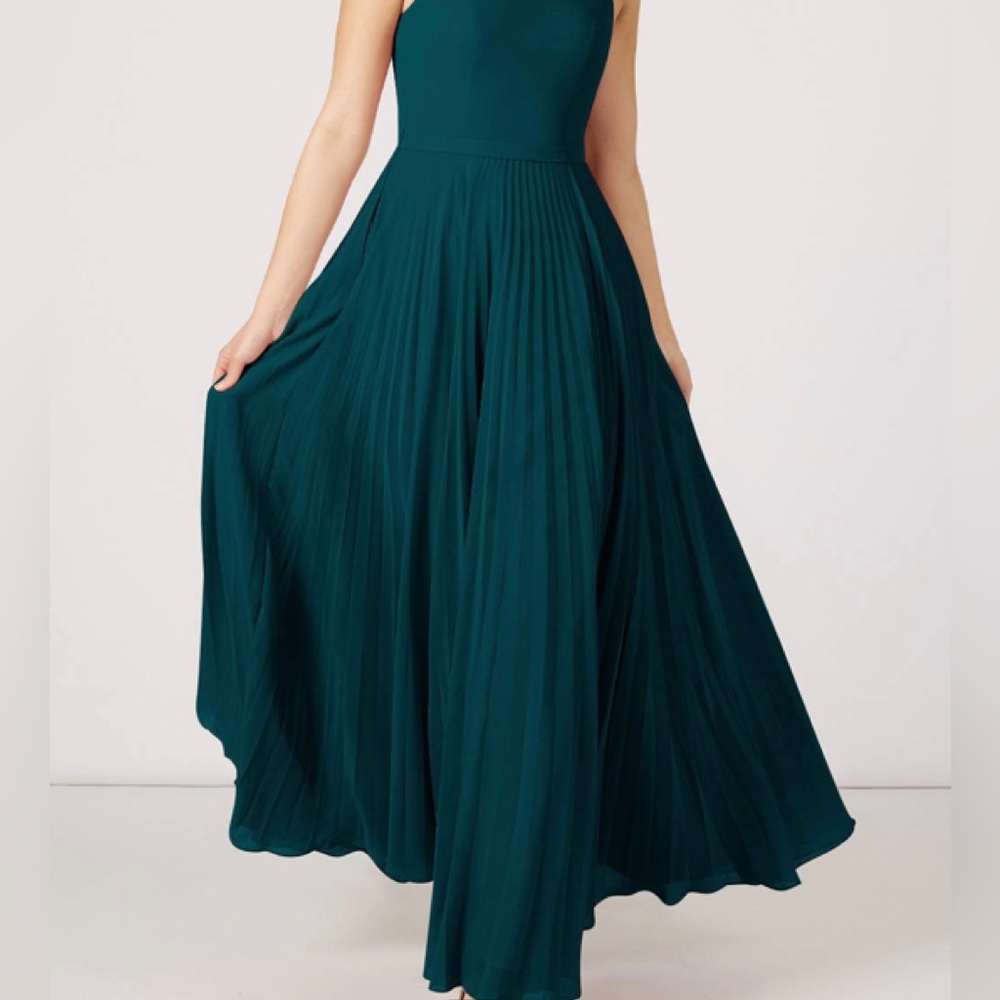 Azazie hunter green a-line maxi dress
